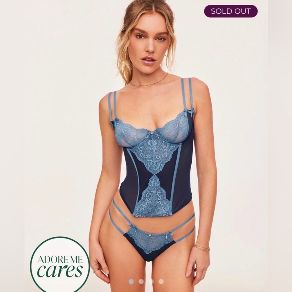 Adore Me Teal Lace Corset Set